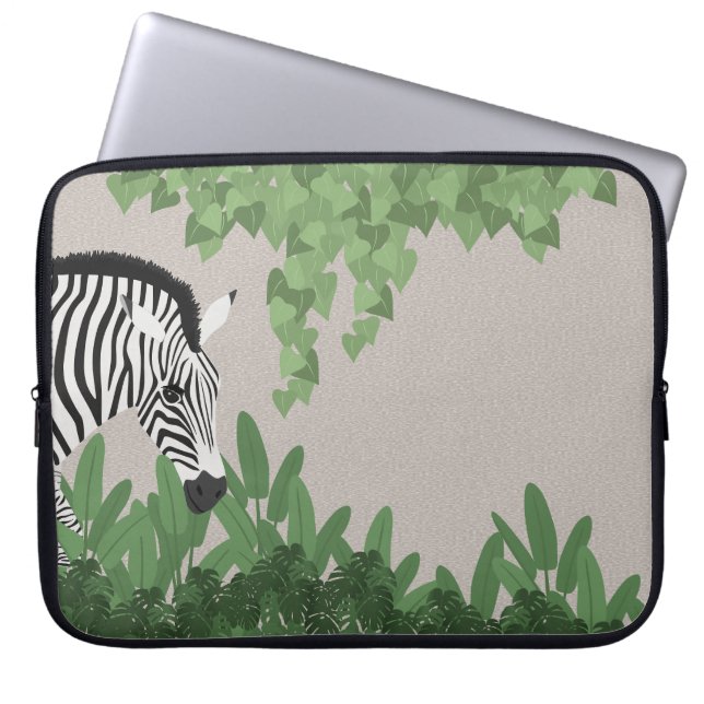 Housse Pour Ordinateur Portable Zèbre parmi les feuilles (Devant)