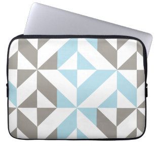 Housse Pour Ordinateur Portable ZigZag géométrique bleu et argent