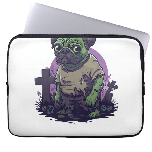 Housse Pour Ordinateur Portable Zombie Pug � Undead Funny Halloween Dog (Devant)