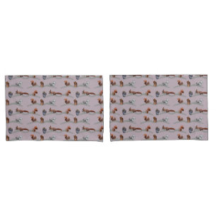 Housses de coussin Frénésie Écureuil (Rose/Bourgog