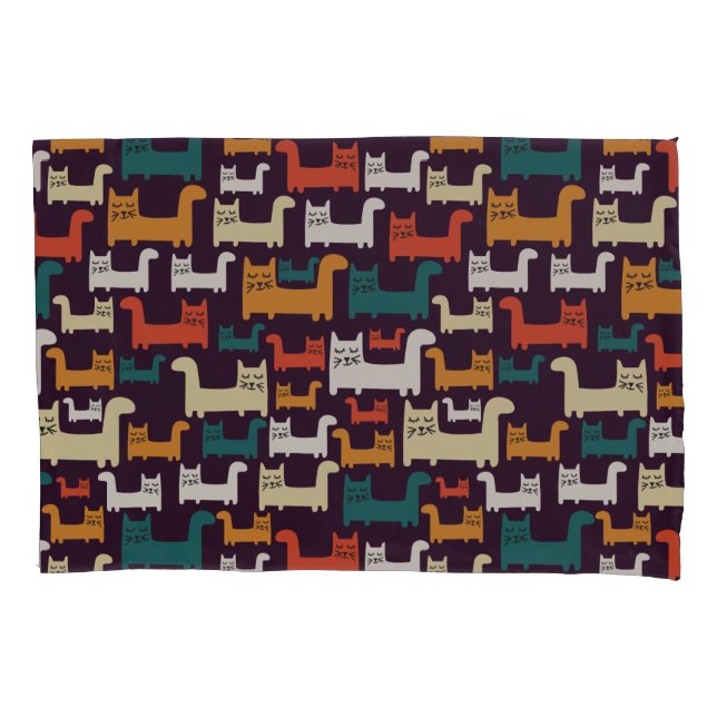 Housses de coussin motif chats colorés (devant)