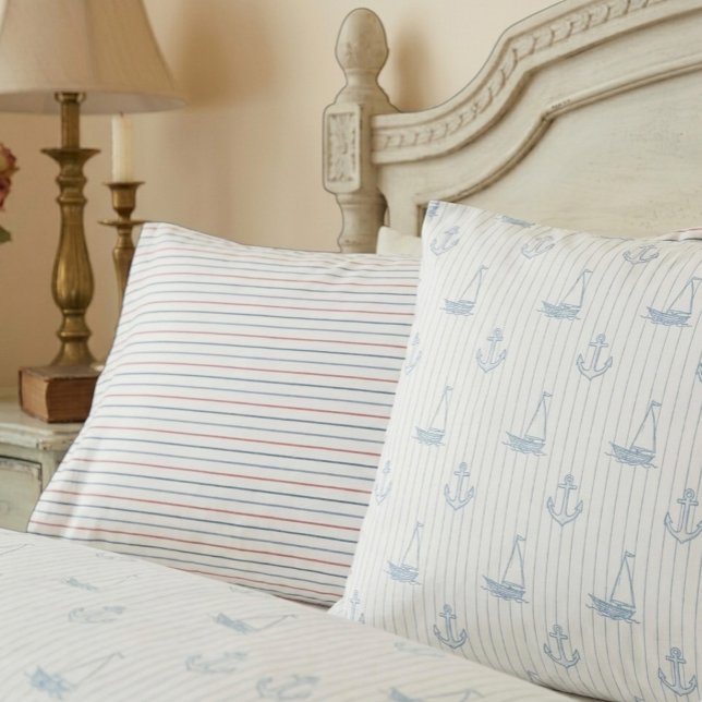 Housses de coussin rayées de voilier nautique réve (Créateur téléchargé)