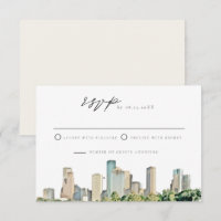 HOUSTON Aquarelle Skyline Mariage RSVP Invitation