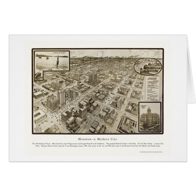Houston, carte panoramique de TX - 1912 (Devant horizontal)