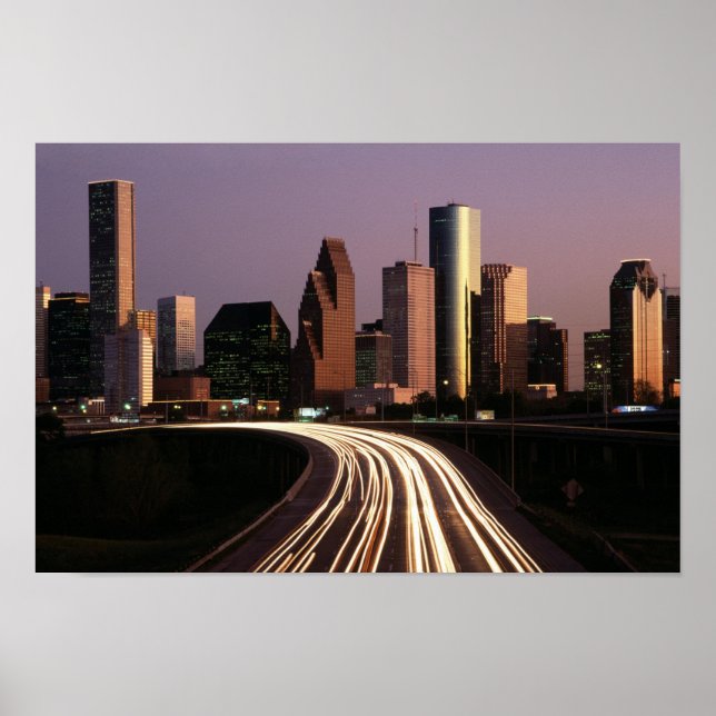 Houston City Skyline sur Dusk Poster à partir de 1 (Devant)