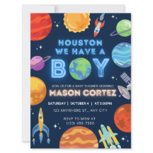 Houston Nous Avons Un Garçon Invitation Espace Ext