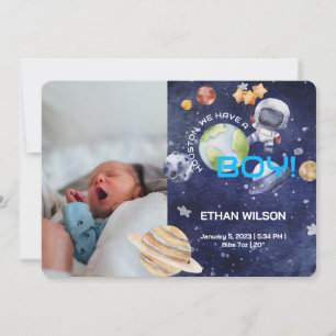 Houston Nous Avons Un Garçon Nouveau-Né Faire-part