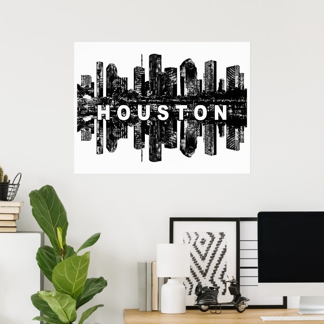 Houston, Texas en encre noire Poster (Bureau à domicile)