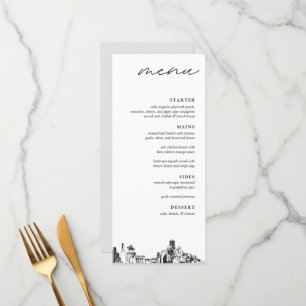 Houston Texas Skyline Modern Mariage Dinner Menu