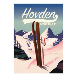 Hovden Norvège poster de voyage de ski.