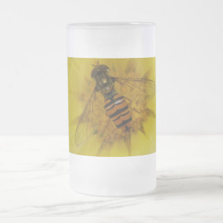 Hoverfly on the Marigold Frosted Glass Mug