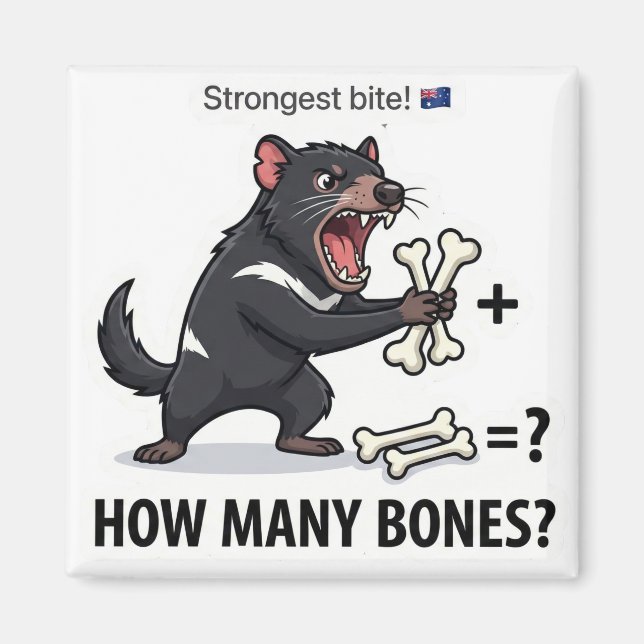 How Many Bones? Tasmanian Devil Math Game Magnet (Devant)
