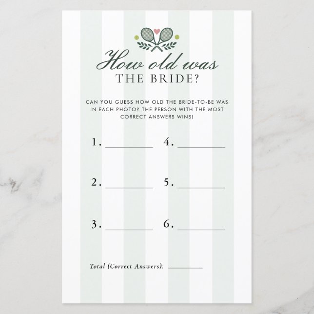 How Old Was Bride Perfect Match Bridal Shower Game (Devant)