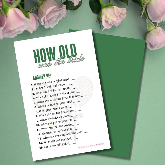 How Old Was the Bride Answer Key | Tennis Game  (Créateur téléchargé)