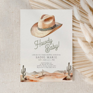 Howdy Baby Western Desert Baby shower Invitation