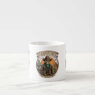 Howdy Cosmic Cowboy Espresso Mug   Vintage Western
