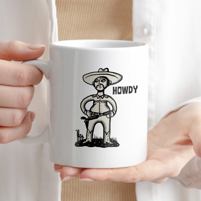 Howdy Cowboy Coffee Humour Mug (Créateur téléchargé)