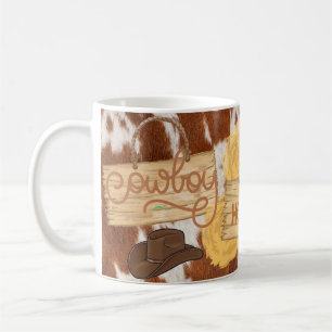 Howdy Cowboy Cowhide Thème Personnalisé Mug