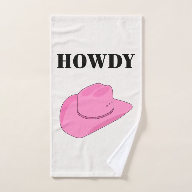 Howdy Cowboy Hat Pink (Serviette à main)