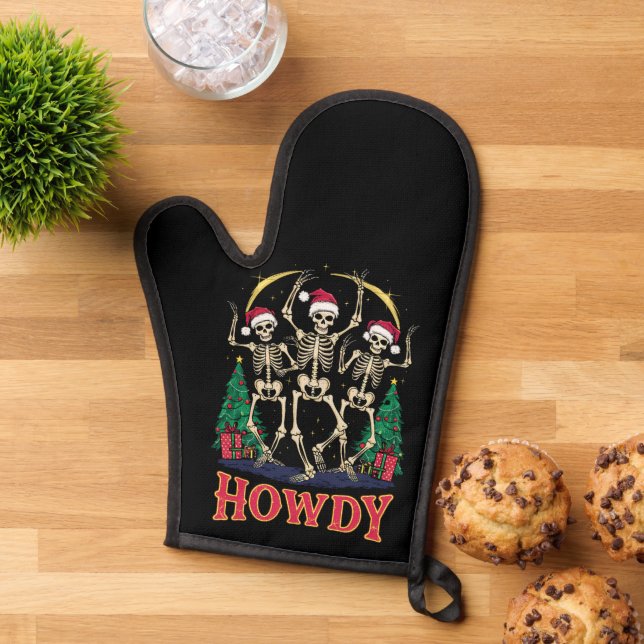 Howdy Dancing Skeleton Funny Noël Holiday (De haut en bas)