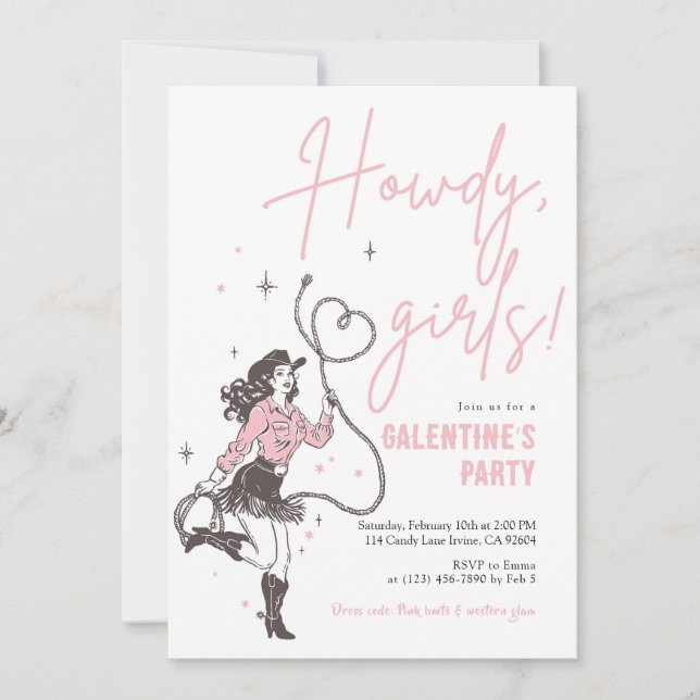 Howdy Girls Galentine’s Party Invitation (Devant)