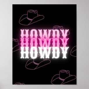 Howdy Neon Poster noir et rose