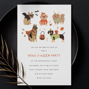 Howl-O-Ween Chiens Peints Halloween Invitation