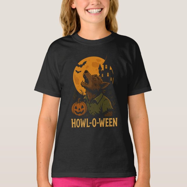 Howl-O-Ween T-Shirt d'Halloween - Funny Werewolf P (Devant)