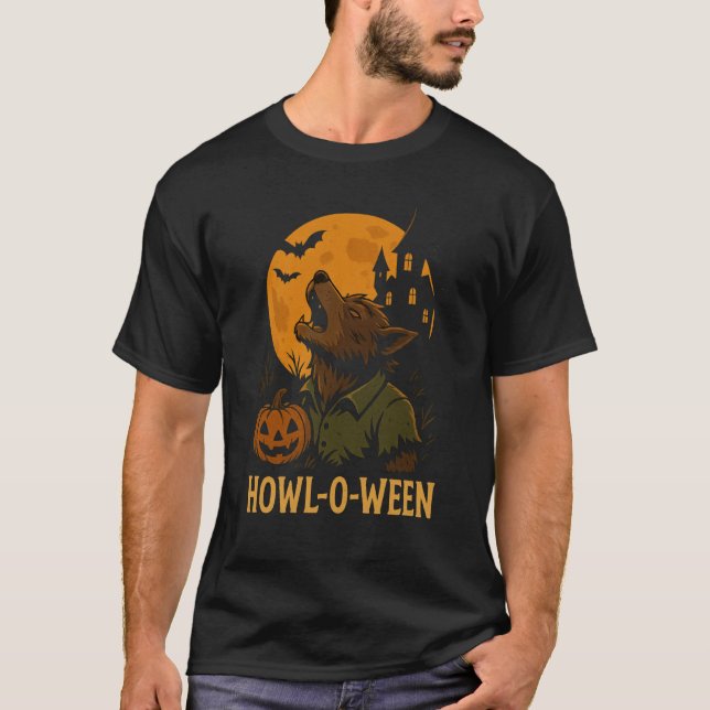 Howl-O-Ween T-Shirt d'Halloween - Funny Werewolf P (Devant)