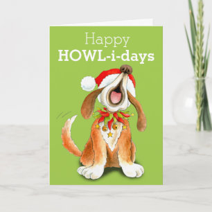 Howling carol chantant chien art carte de Noël