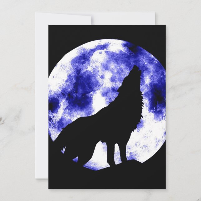 Howling Wolf at Moon Invitation (Devant)