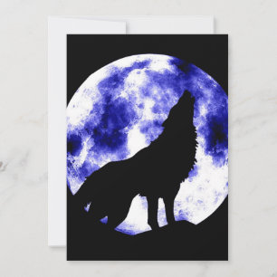 Howling Wolf at Moon Invitation