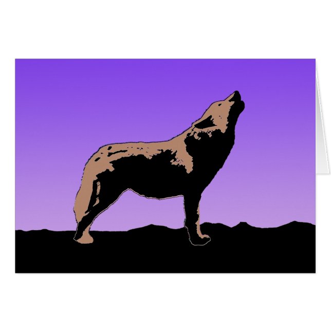 Howling Wolf at Sunset - Art faunique original (Devant horizontal)