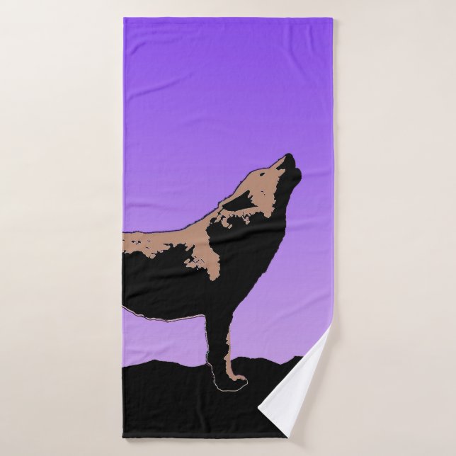 Howling Wolf at Sunset - Art faunique original (Serviette de bain)