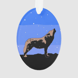 Howling Wolf en hiver - Art faunique original