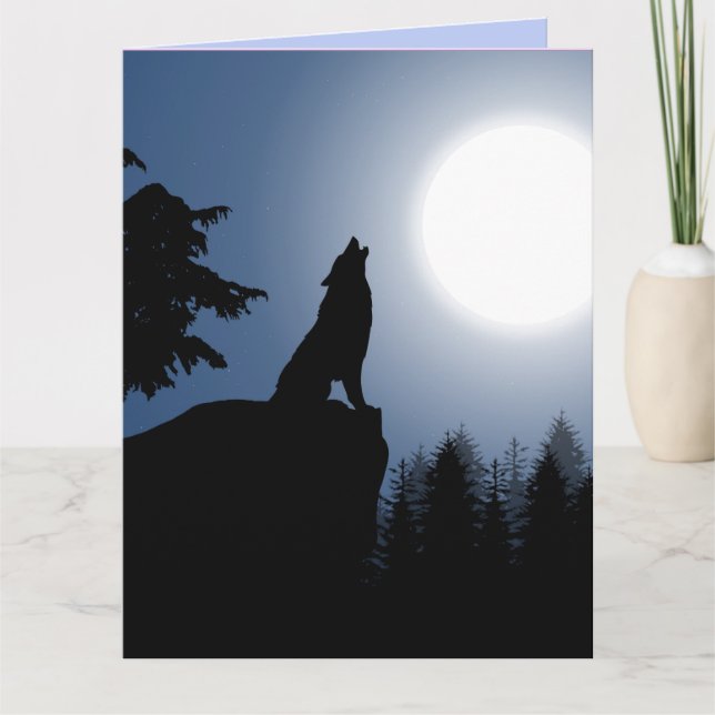 HOWLING WOLF MOON ART CARTE DE SALUT D'ANNIVERSAIR (Devant)
