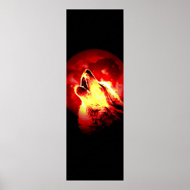 Howling Wolf & Red Moon Poster (Devant)