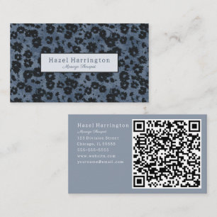 HQ Code Floral moderne Carte de visite bleu foncé