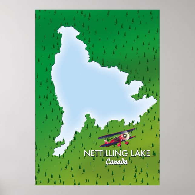 Hubbard lake Northern Michigan lake map Poster (Devant)