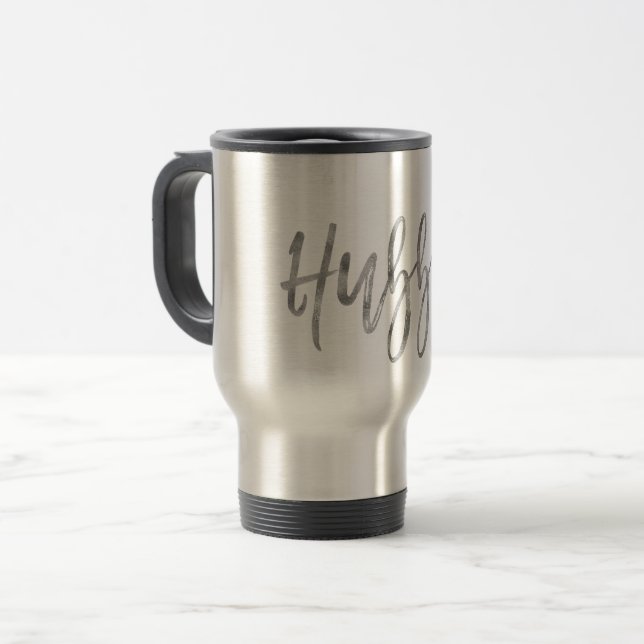Hubby Silver Foil Mariage Jour Café Coupe Mug (Devant gauche)