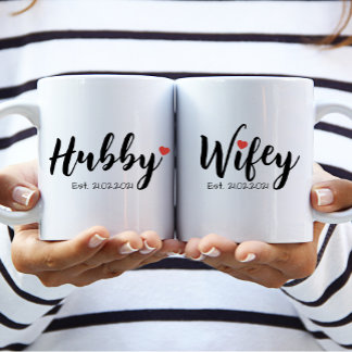 Hubby & Wifey Couple Mug (Personnaliser Wifey)