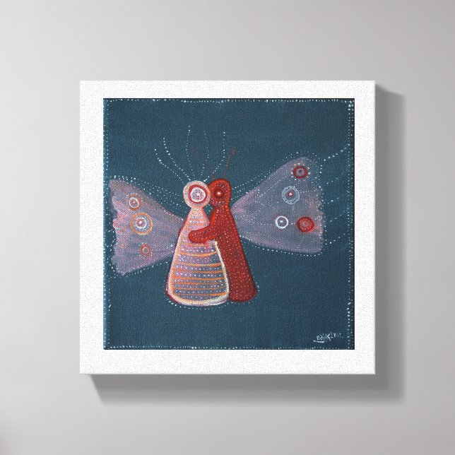 Hug peinture abstraite toile enveloppée (Recto)