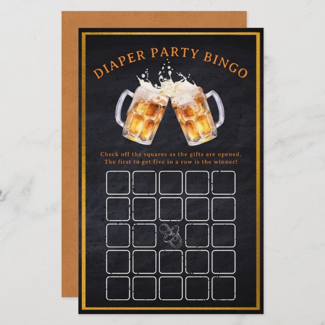 Huggies Chuggies Bière Partie Bingo (Devant / Derrière)