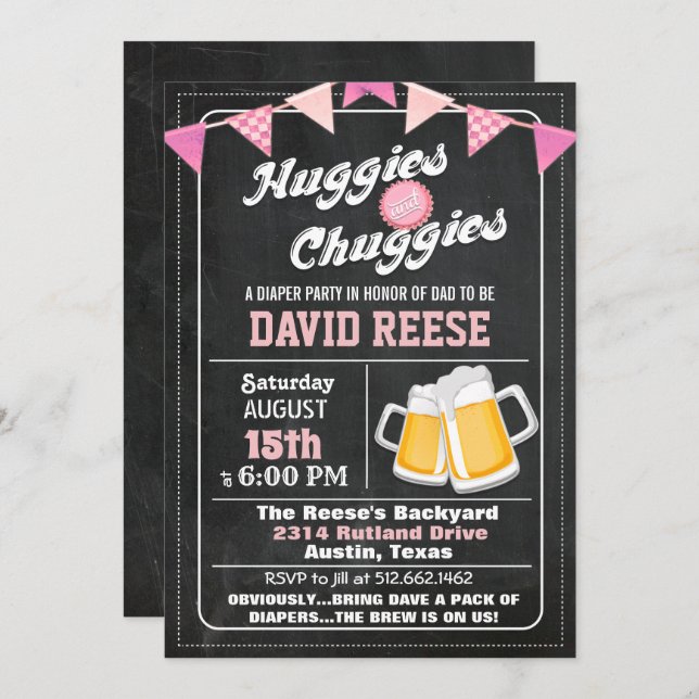 Huggies et poux Papa Diaper Party Invitation (Devant / Derrière)