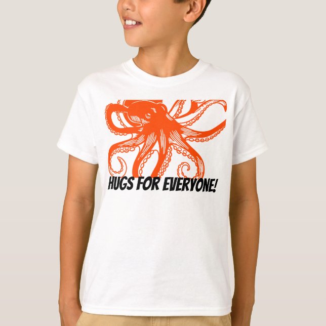 Hugging orange Octopus Kids T-Shirt  (Devant)