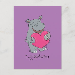 Huggopotamus Valentine's Day Hippo Carte Postale P