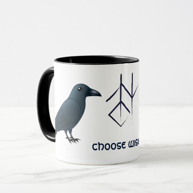 'Huginn & Muninn' sages corbeaux d'Odin Mug (Devant gauche)