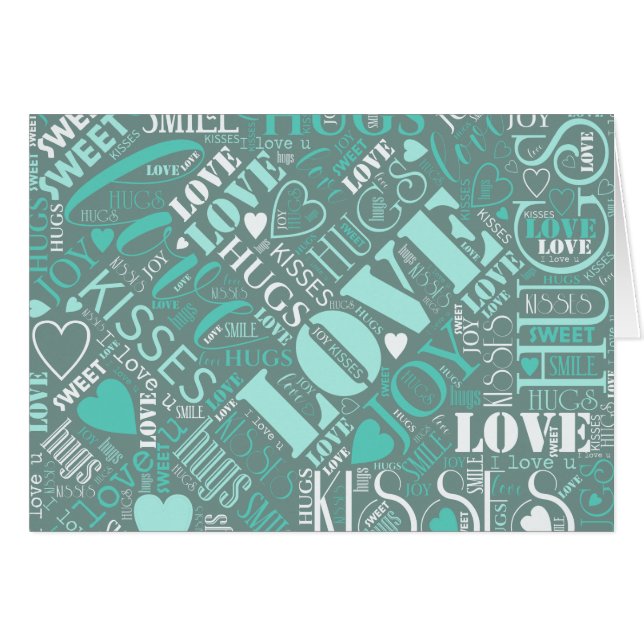 Hugs and Kisses Word Cloud Turquoise ID286 (Devant horizontal)