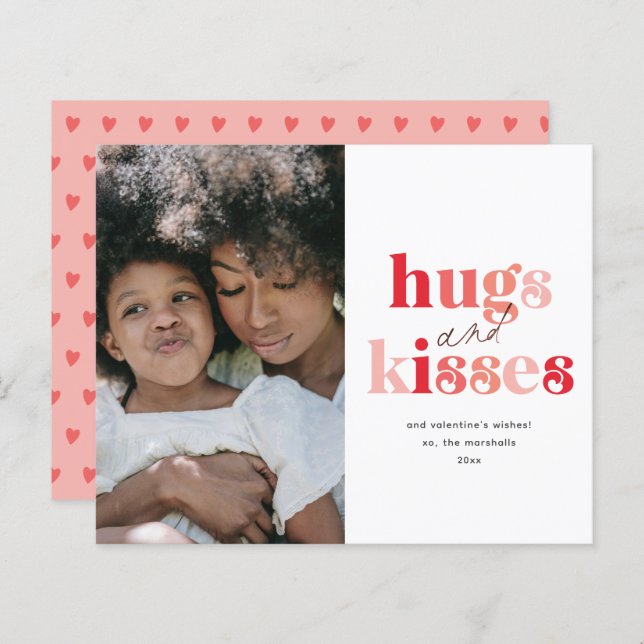 Hugs et baisers Budget Photo Carte Saint-Valentin (Devant / Derrière)