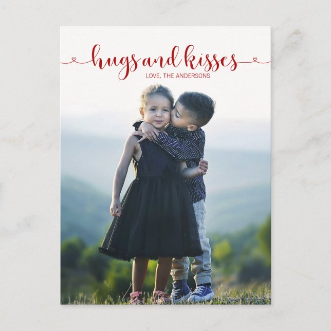 Hugs et Baisers Carte postale de la Saint Valentin (Devant)